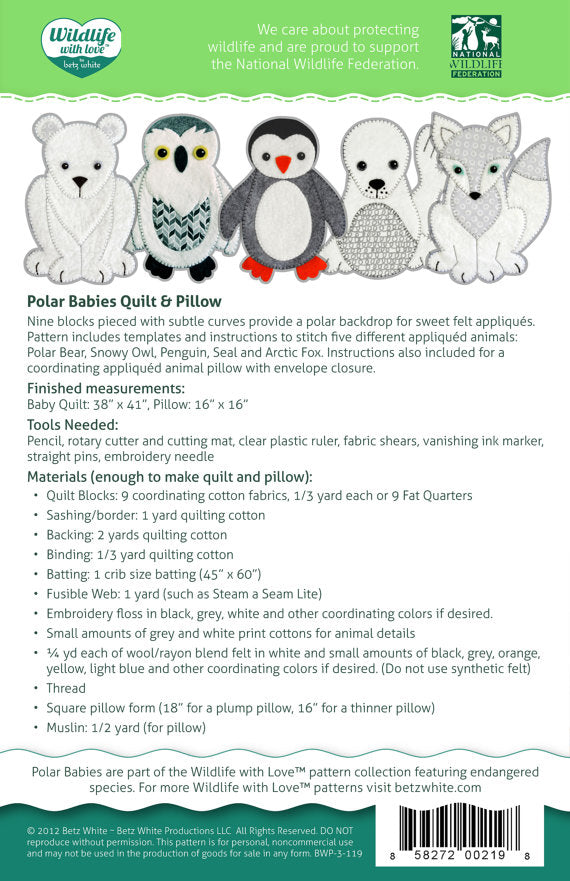 Polar Babies Quilt and Pillow PDF pattern Betz White's Shop
