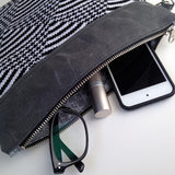 Wool and Waxed Canvas Clutch - White/Black