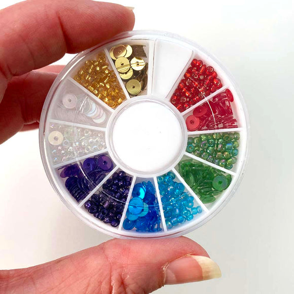 Rainbow Wheel of Beads and Sequins