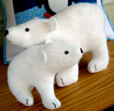 Flurry and Fluff stuffed felt polar bears PDF pattern